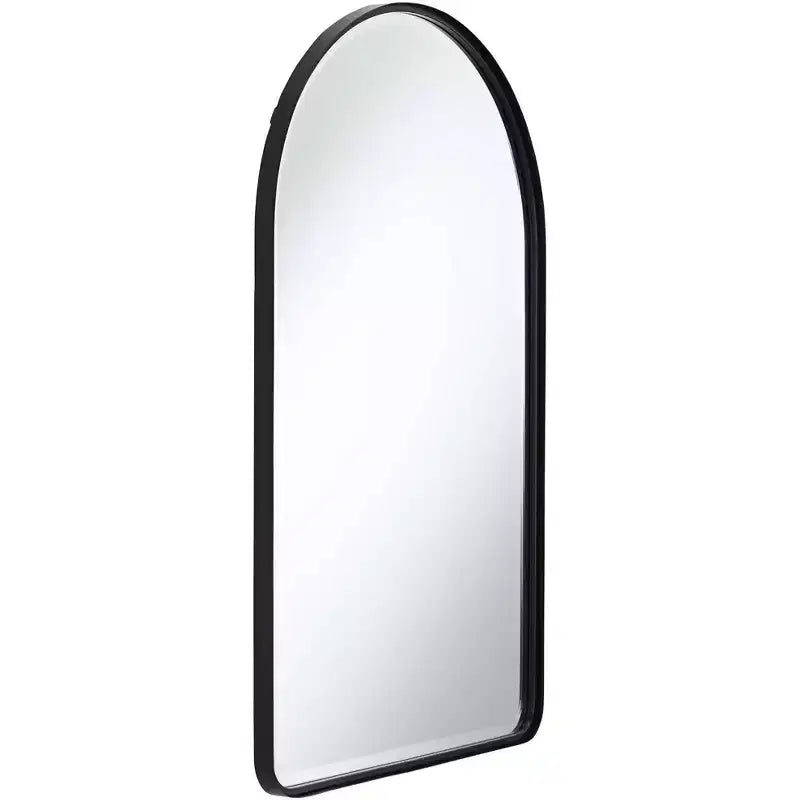 Miroir mural décoratif Clara Arch Top Vanity de Uttermost, biseauté, cadre en métal noir mat, 61 cm de large, pour salle de bain, chambre à coucher, salon, entrée.