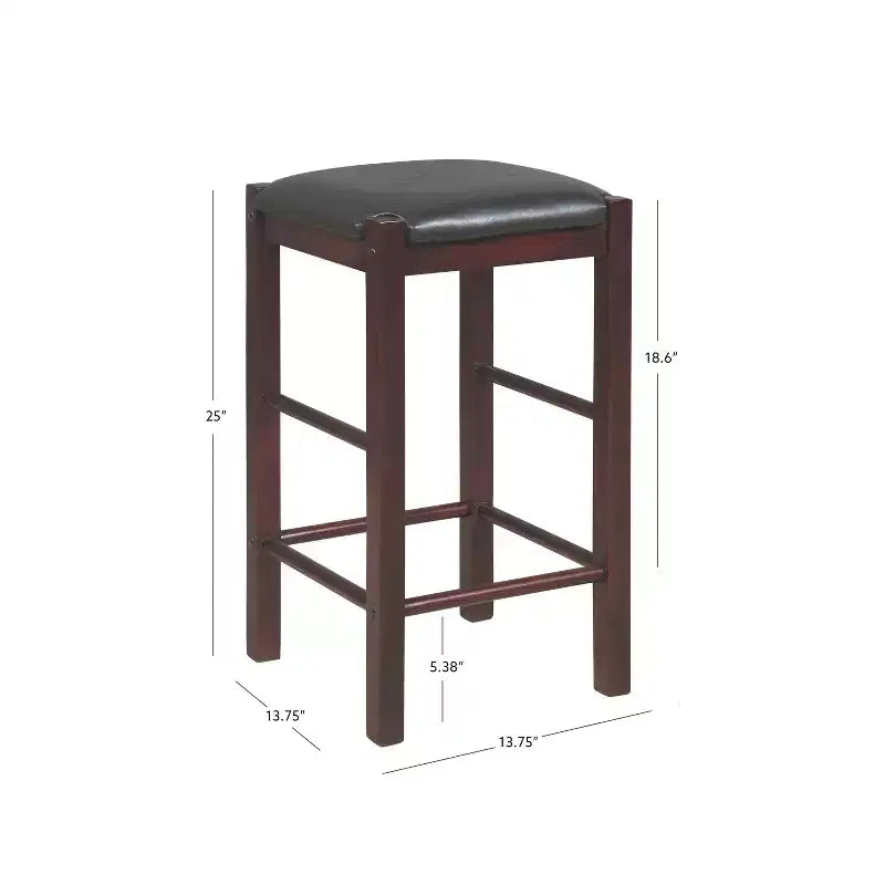 Lot de 2 tabourets de bar à hauteur de comptoir sans dossier en similicuir Lancer - Linon