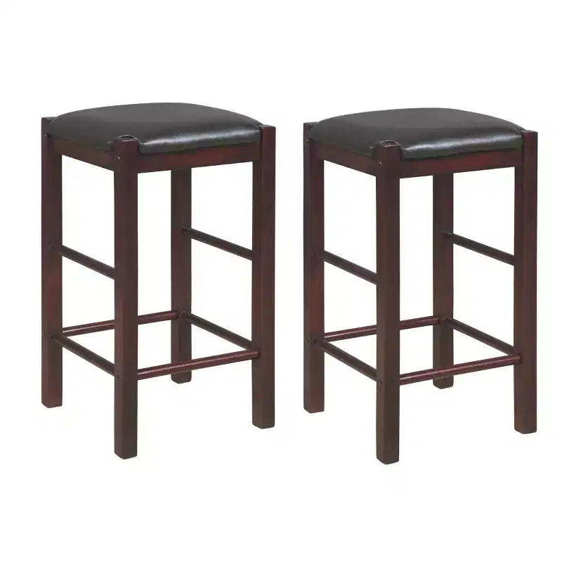 Lot de 2 tabourets de bar à hauteur de comptoir sans dossier en similicuir Lancer - Linon
