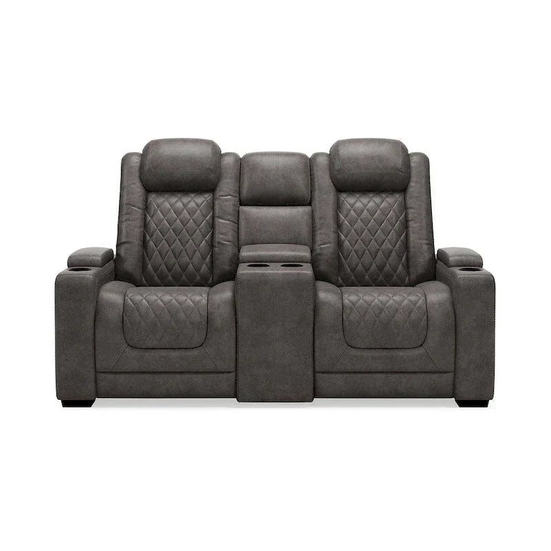 Signature Design by Ashley HyllMont – Causeuse inclinable électrique grise avec console – 71,75 po L x 39 po P x 44 po H