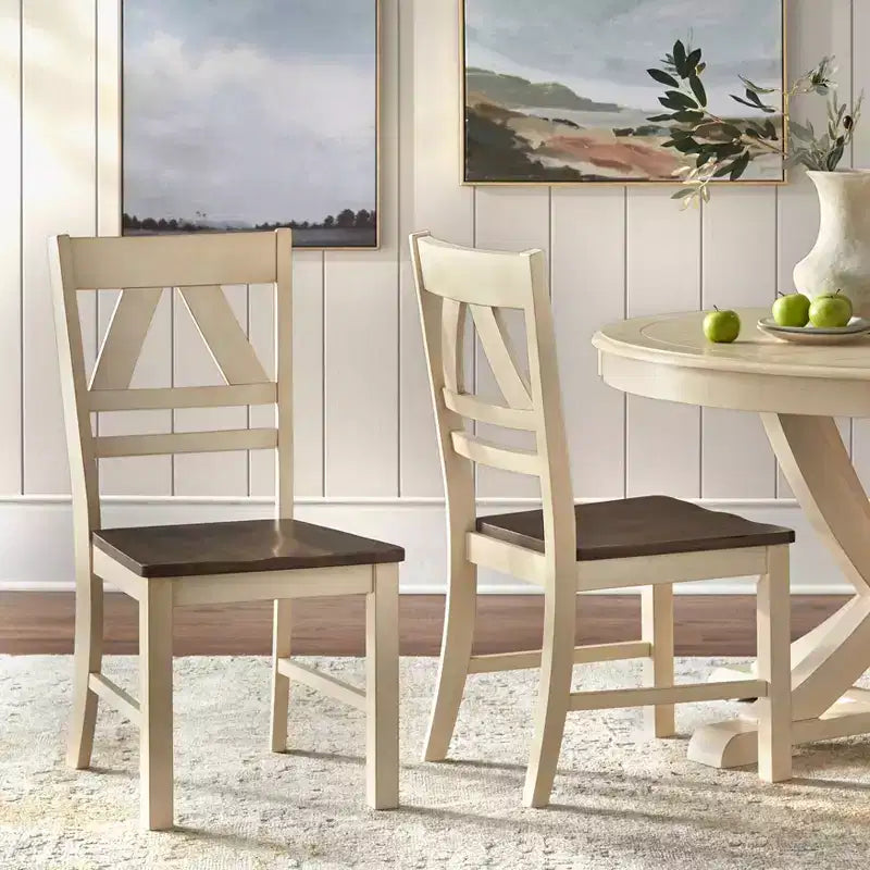 Lot de 2 chaises de salle à manger Buylateral Vintner en bois massif de style campagnard