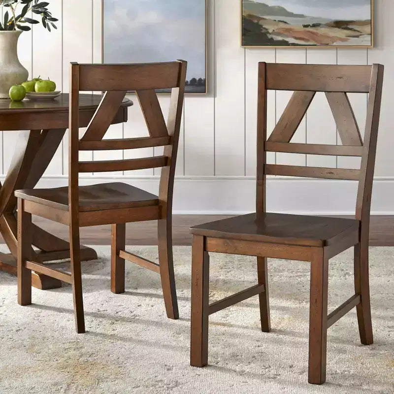 Lot de 2 chaises de salle à manger Buylateral Vintner en bois massif de style campagnard