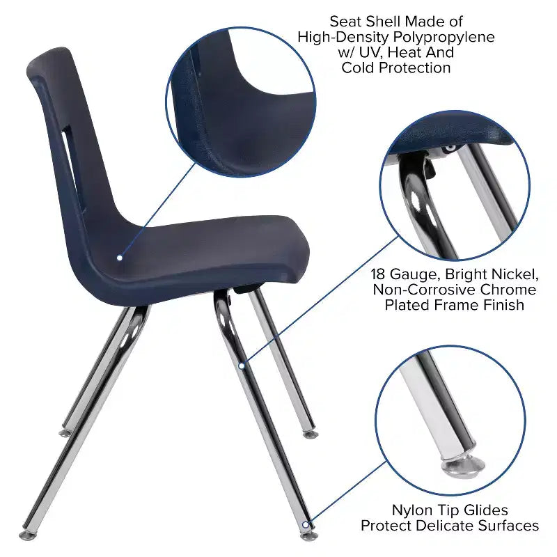 Chaise d'école empilable Flash Furniture Advantage Student - 18 pouces