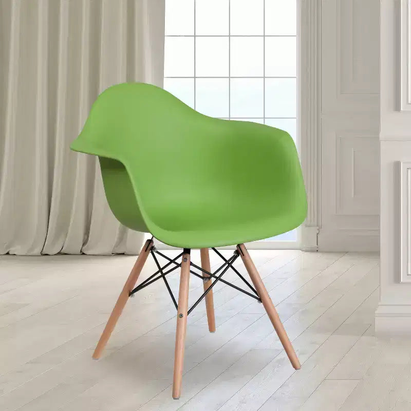 Flash Furniture Chaise en plastique Alonza avec accoudoirs et pieds en bois