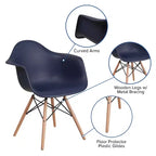 Flash Furniture Chaise en plastique Alonza avec accoudoirs et pieds en bois
