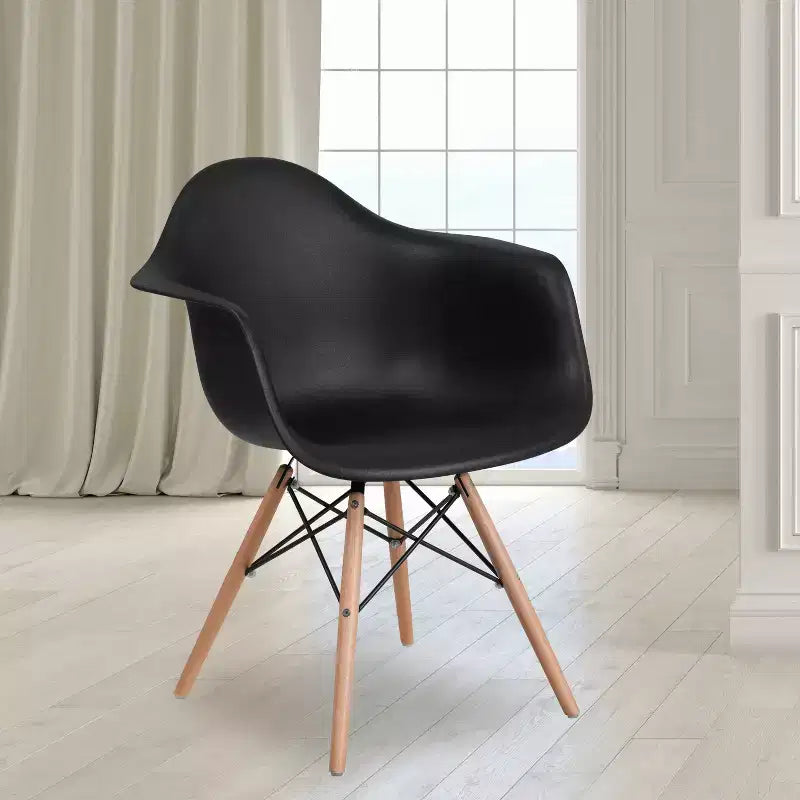 Flash Furniture Chaise en plastique Alonza avec accoudoirs et pieds en bois