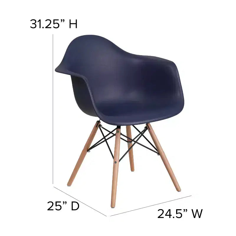 Flash Furniture Chaise en plastique Alonza avec accoudoirs et pieds en bois