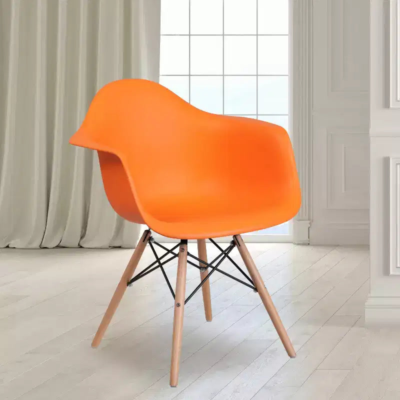 Flash Furniture Chaise en plastique Alonza avec accoudoirs et pieds en bois