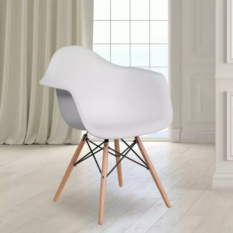 Flash Furniture Chaise en plastique Alonza avec accoudoirs et pieds en bois
