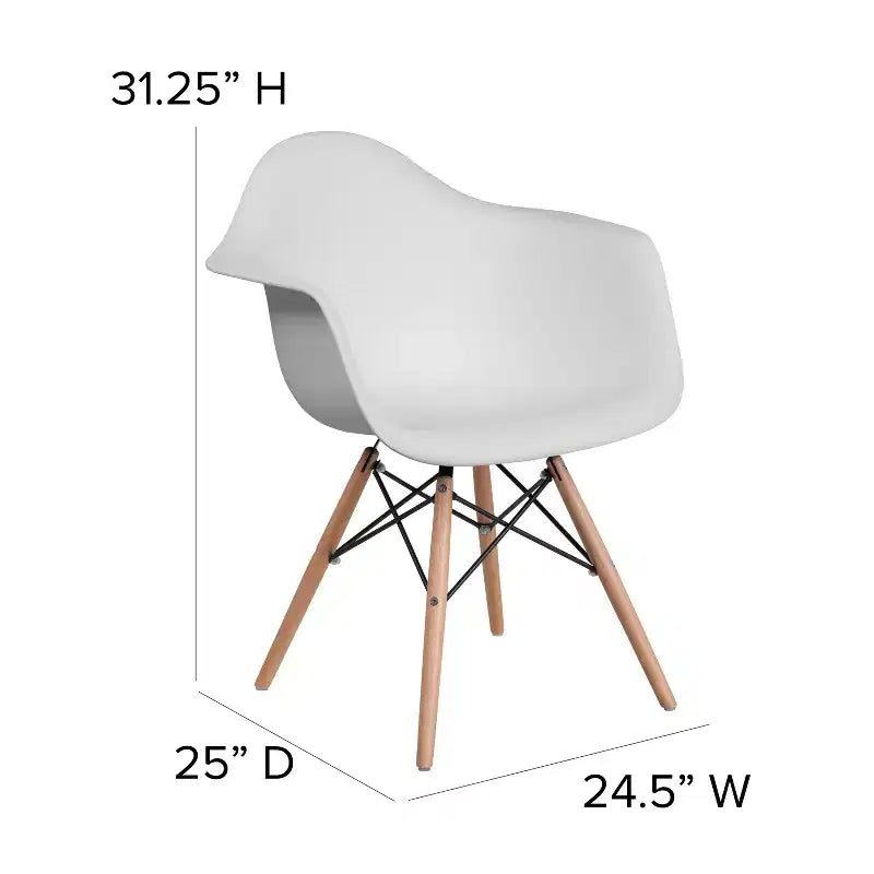 Flash Furniture Chaise en plastique Alonza avec accoudoirs et pieds en bois