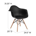 Flash Furniture Chaise en plastique Alonza avec accoudoirs et pieds en bois