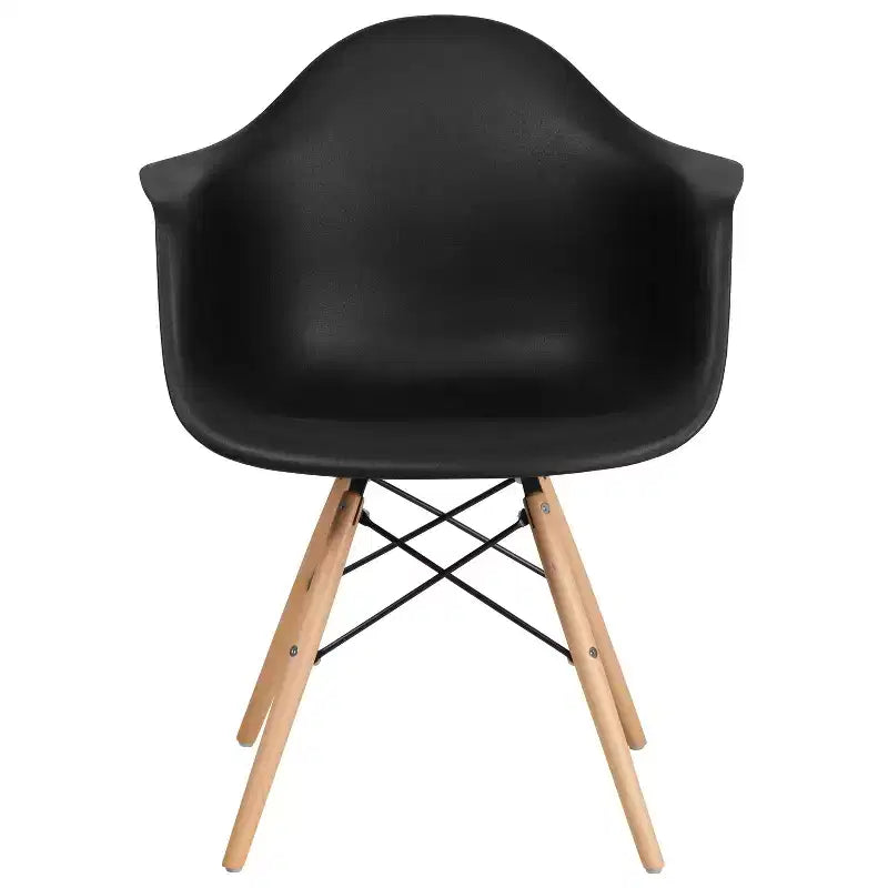 Flash Furniture Chaise en plastique Alonza avec accoudoirs et pieds en bois