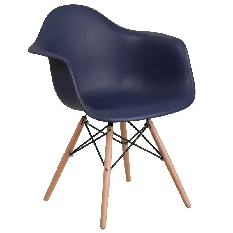Flash Furniture Chaise en plastique Alonza avec accoudoirs et pieds en bois