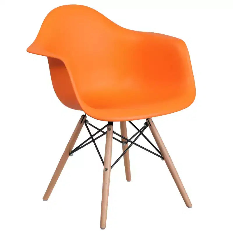 Flash Furniture Chaise en plastique Alonza avec accoudoirs et pieds en bois