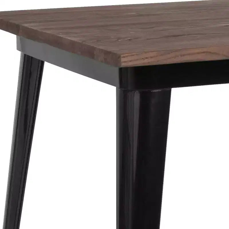 Table de bar haute en bois et métal carrée 31,5 Emma et Oliver