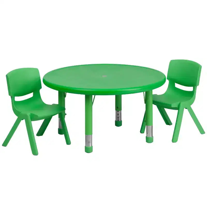 Ensemble Table d'activités Ronde Ajustable en Hauteur Emma et Oliver de 33 po avec 2 Chaises