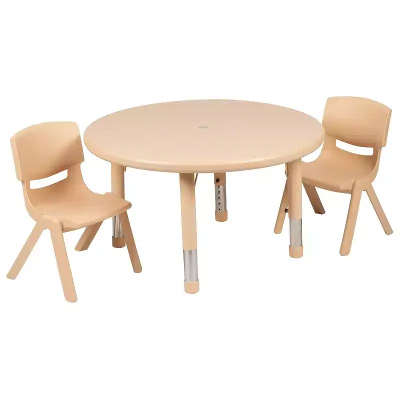 Ensemble Table d'activités Ronde Ajustable en Hauteur Emma et Oliver de 33 po avec 2 Chaises