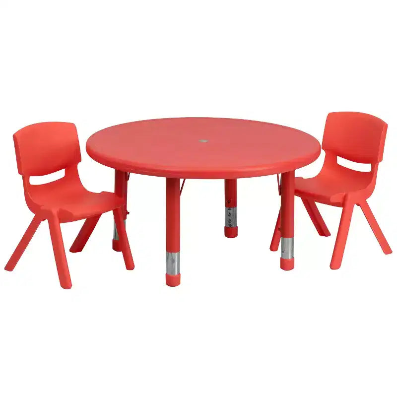 Ensemble Table d'activités Ronde Ajustable en Hauteur Emma et Oliver de 33 po avec 2 Chaises