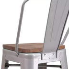 Tabouret de bar Emma et Oliver 30H en métal avec dossier et assise carrée en bois