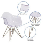 Chaise transparente Emma et Oliver avec accoudoirs et base dorée