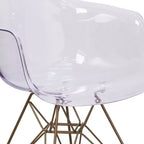 Chaise transparente Emma et Oliver avec accoudoirs et base dorée