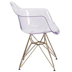 Chaise transparente Emma et Oliver avec accoudoirs et base dorée