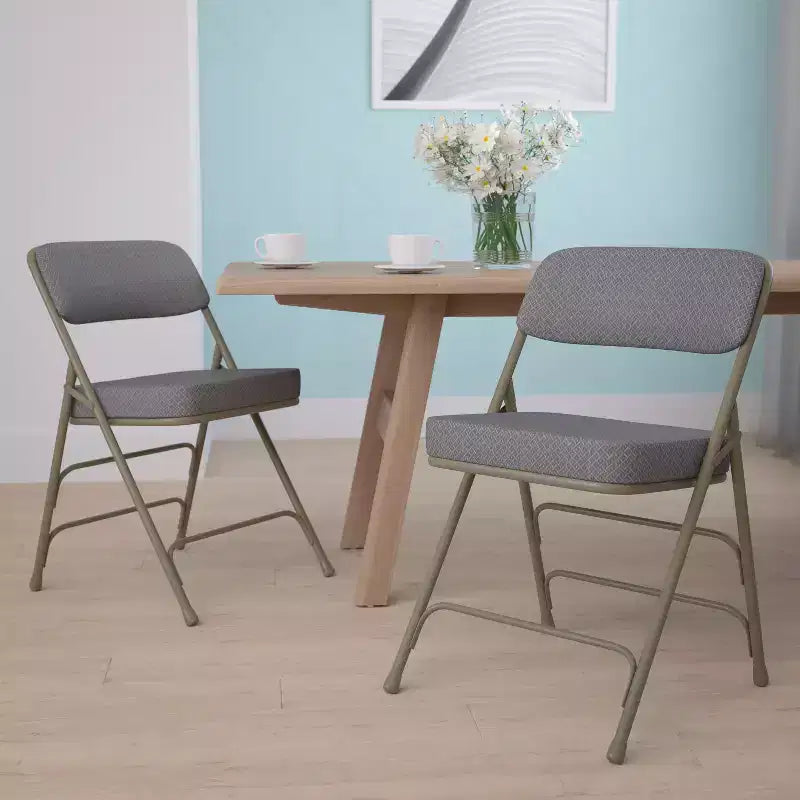 Chaise pliante en métal Emma and Oliver, lot de 2, rembourrée en tissu, pour la maison, le bureau, les fêtes et les événements