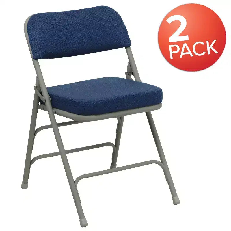 Chaise pliante en métal Emma and Oliver, lot de 2, rembourrée en tissu, pour la maison, le bureau, les fêtes et les événements
