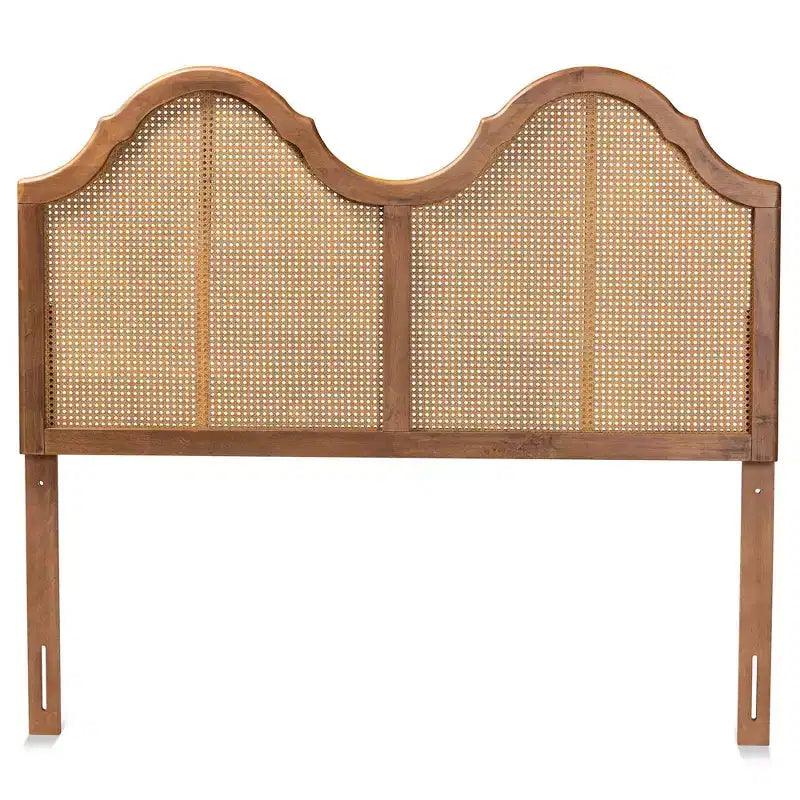 Tête de lit arquée en bois vintage de noisetier et rotin synthétique noyer - Baxton Studio