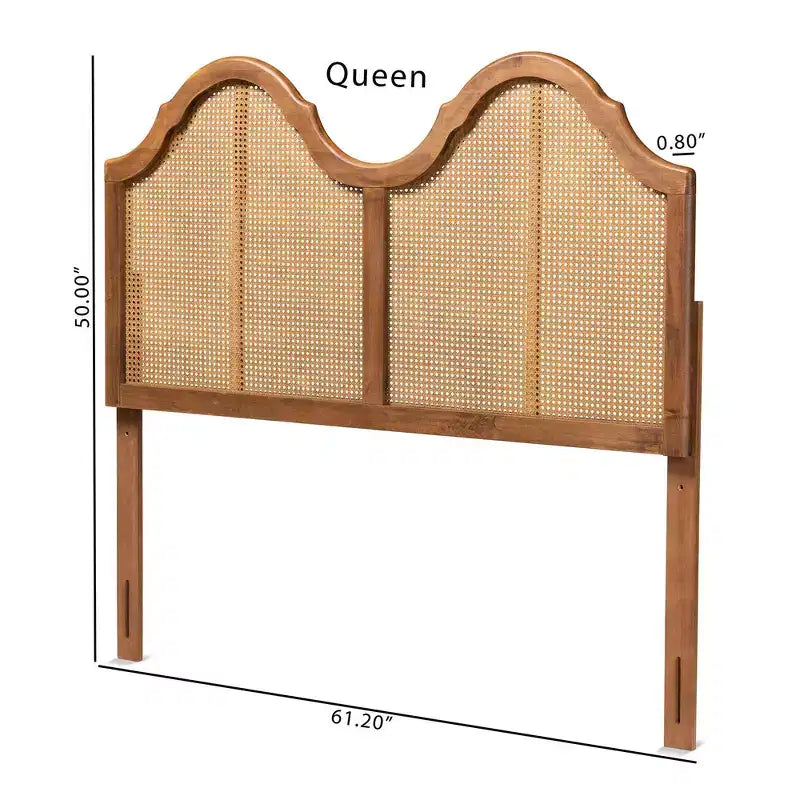Tête de lit arquée en bois vintage de noisetier et rotin synthétique noyer - Baxton Studio
