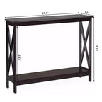 Table console à 2 niveaux Costway, table d'appoint de canapé avec étagère, design en X, blanc/noir/espresso/grain de bois