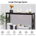 Table console à 2 niveaux Costway, table d'appoint de canapé avec étagère, design en X, blanc/noir/espresso/grain de bois