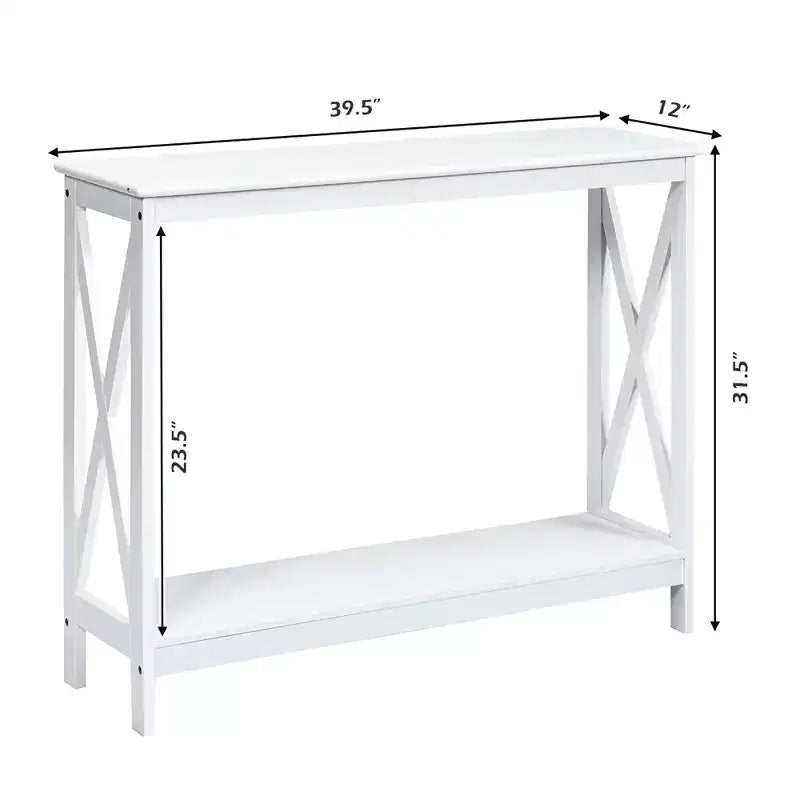 Table console à 2 niveaux Costway, table d'appoint de canapé avec étagère, design en X, blanc/noir/espresso/grain de bois