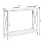 Table console à 2 niveaux Costway, table d'appoint de canapé avec étagère, design en X, blanc/noir/espresso/grain de bois