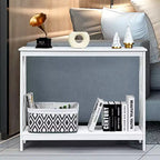 Table console à 2 niveaux Costway, table d'appoint de canapé avec étagère, design en X, blanc/noir/espresso/grain de bois