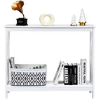 Table console à 2 niveaux Costway, table d'appoint de canapé avec étagère, design en X, blanc/noir/espresso/grain de bois