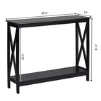 Table console à 2 niveaux Costway, table d'appoint de canapé avec étagère, design en X, blanc/noir/espresso/grain de bois