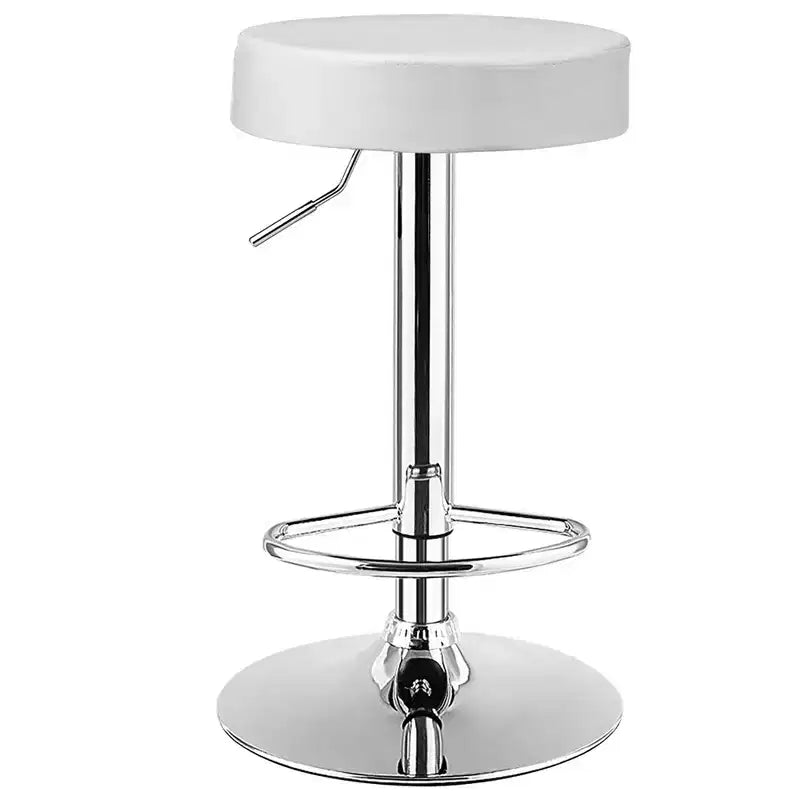 Costway Tabouret de bar rond 1 PC réglable pivotant en cuir synthétique avec repose-pieds Blanc\Noir\Rouge