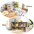 Costway Meuble de rangement 5 cubes pour enfants, bibliothèque 2 étagères en bois, organisateur naturel