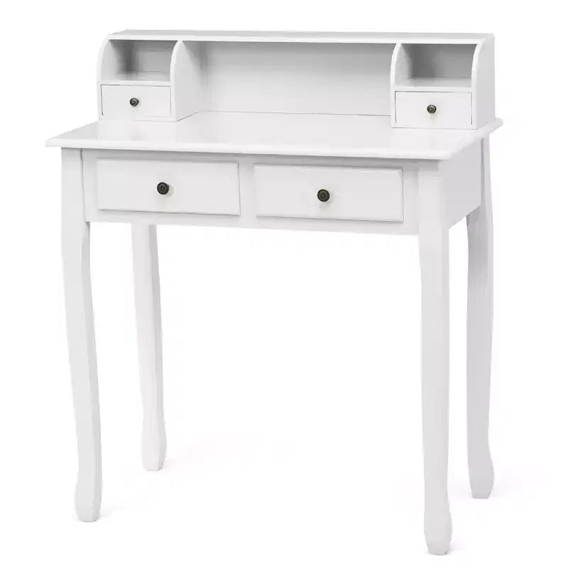 Bureau d'écriture Costway Mission Blanc Bureau d'ordinateur de bureau à domicile 4 tiroirs Blanc\Noir\Rose
