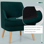 Costway Lot de 2 fauteuils d'appoint en velours avec pieds en bois d'hévéa Rose/Vert/Gris
