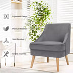 Costway Lot de 2 fauteuils d'appoint en velours avec pieds en bois d'hévéa Rose/Vert/Gris