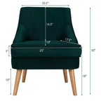Costway Lot de 2 fauteuils d'appoint en velours avec pieds en bois d'hévéa Rose/Vert/Gris