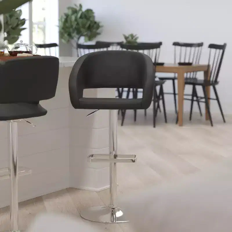 Merrick Lane Tabouret de bar moderne à dossier mi-hauteur arrondi avec siège pivotant réglable en hauteur