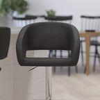 Merrick Lane Tabouret de bar moderne à dossier mi-hauteur arrondi avec siège pivotant réglable en hauteur