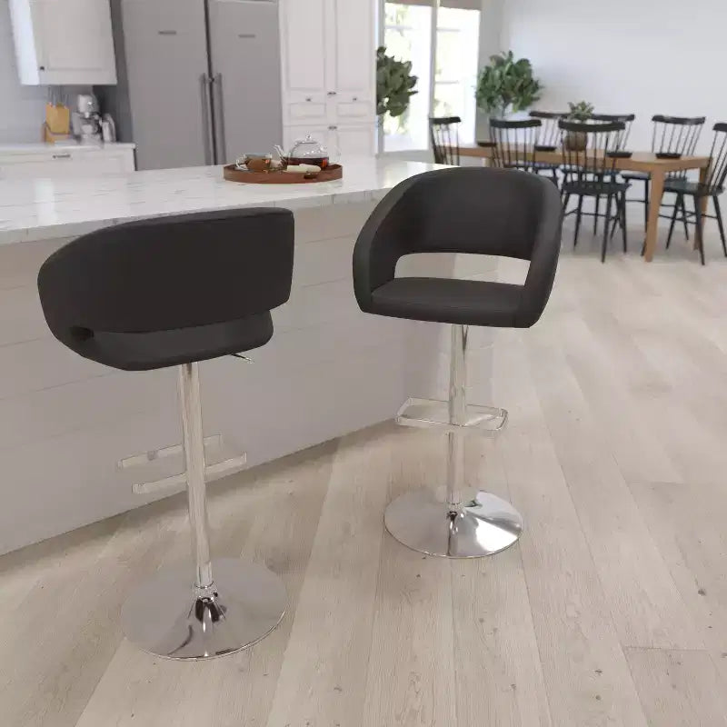 Merrick Lane Tabouret de bar moderne à dossier mi-hauteur arrondi avec siège pivotant réglable en hauteur