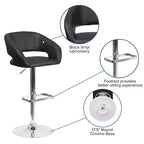 Merrick Lane Tabouret de bar moderne à dossier mi-hauteur arrondi avec siège pivotant réglable en hauteur