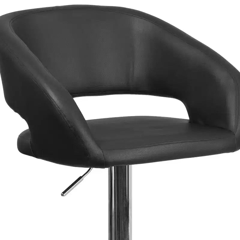Merrick Lane Tabouret de bar moderne à dossier mi-hauteur arrondi avec siège pivotant réglable en hauteur