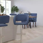 Merrick Lane Tabouret de bar moderne à dossier mi-hauteur arrondi avec siège pivotant réglable en hauteur