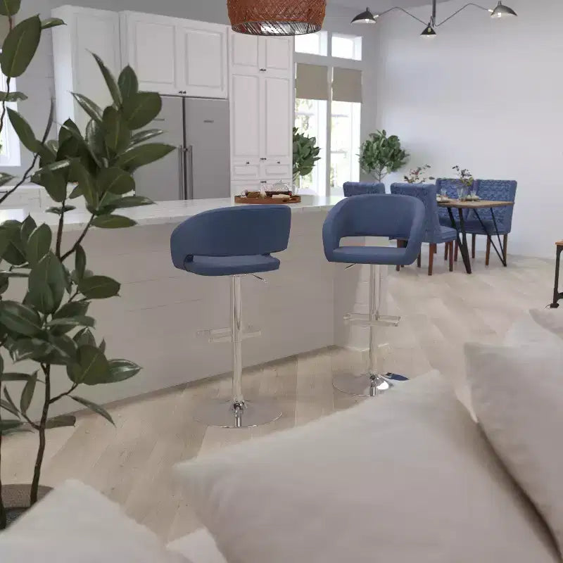 Merrick Lane Tabouret de bar moderne à dossier mi-hauteur arrondi avec siège pivotant réglable en hauteur